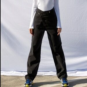 Insane Gene Crossover Jeans Asymmetrical Waist Size 0 23 In Black Wash F